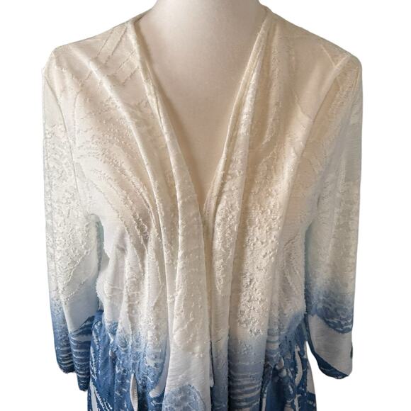 Chicos Coastal Beachy Dip Dye Cardigan Womens SIZE 1 Medium Open Cinched Waist - Picture 3 of 12